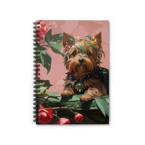 Yorkshire Terrier Yorkie Dog Pink and Red Rose Yorkie Terrier Spiral Notebook - Ruled Line